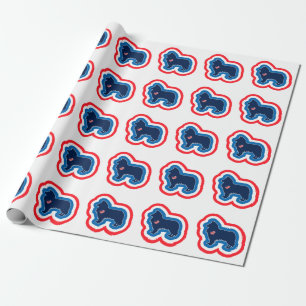Papel De Presente Rough Collie Vermelho Branco e Azul 4 de Julho