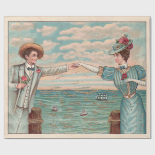 Papel De Presente Roupa de Casamento no Oceano de Praia Vitoriana Ca