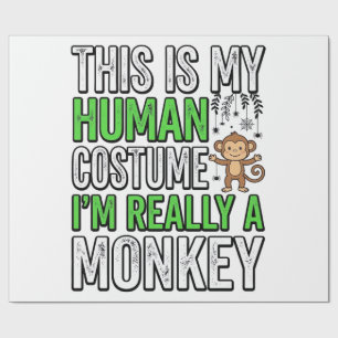 Papel De Presente Roupa de Humano de Macaco Engraçado Design de Cami