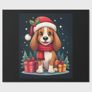 Papel De Presente Roupas de Natal para Cachorro Basset Hound Chapéu 