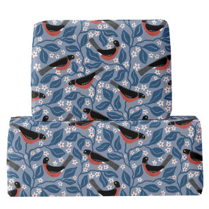 Papel De Presente Rouxinol Americano Flor de Maçã Pássaro Flor