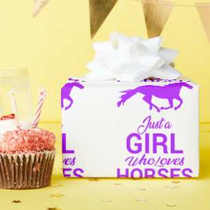 Papel De Presente Roxo Apenas Uma Menina Que Ama Cavalos