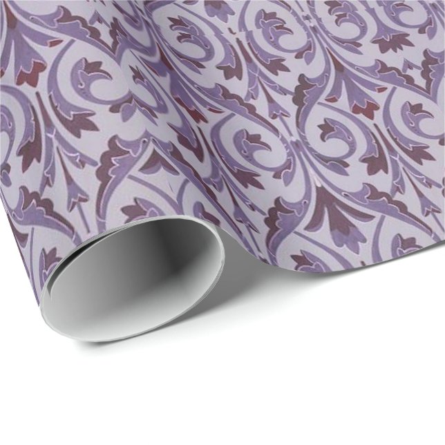 Papel De Presente Roxo Art Nouveau Swirls (Ponta do rolo)