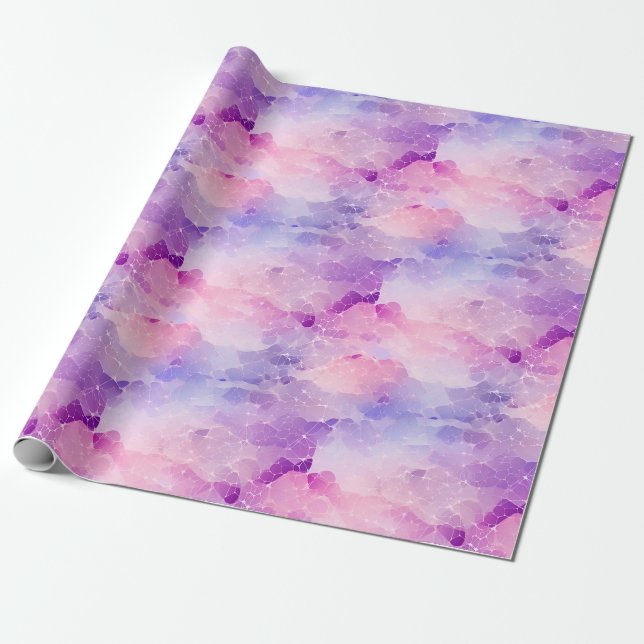 Papel De Presente Roxo, Azul e Rosa Abstrato (Desenrolado)