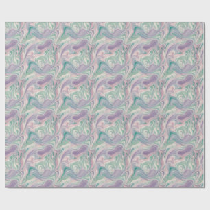 Papel De Presente Roxo Azul Mármore Abstrato Redemoinho Estético