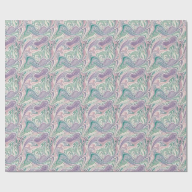 Papel De Presente Roxo Azul Mármore Abstrato Redemoinho Estético (Aberto)