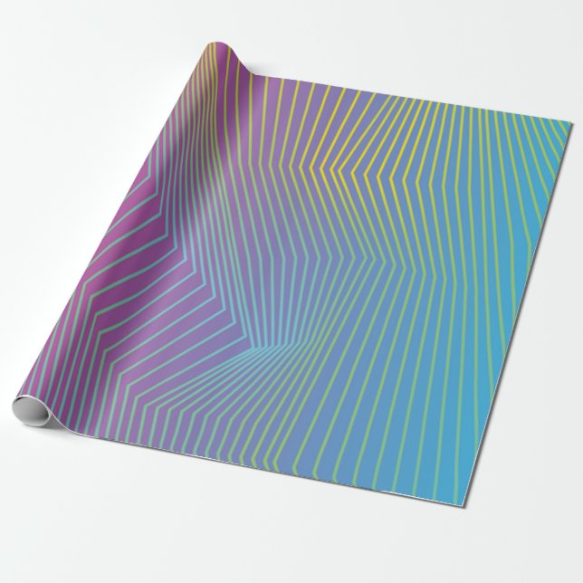 Papel De Presente Roxo Azul Ombre e Listras (Desenrolado)