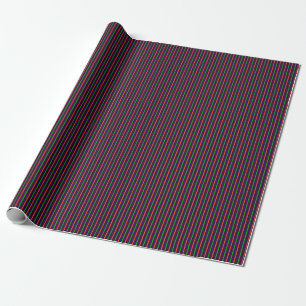 Papel De Presente Roxo com faixas verdes e laranja de neon