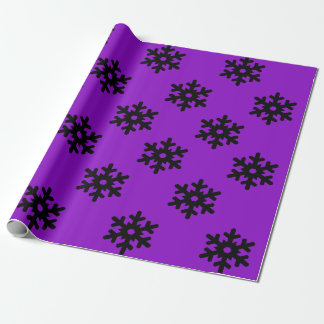 Papel De Presente Roxo com flocos de neve pretos