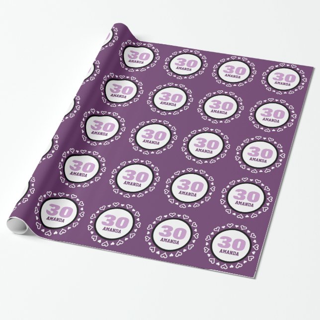 Papel De Presente ROXO com nome feito sob encomenda V6 do (Desenrolado)