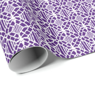 Papel De Presente Roxo com Padrões de rendas de crochê branco