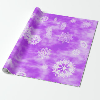 Papel De Presente Roxo da queda dos flocos de neve