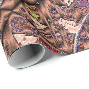 Papel De Presente Roxo de cobre do boneco de neve do vintage do