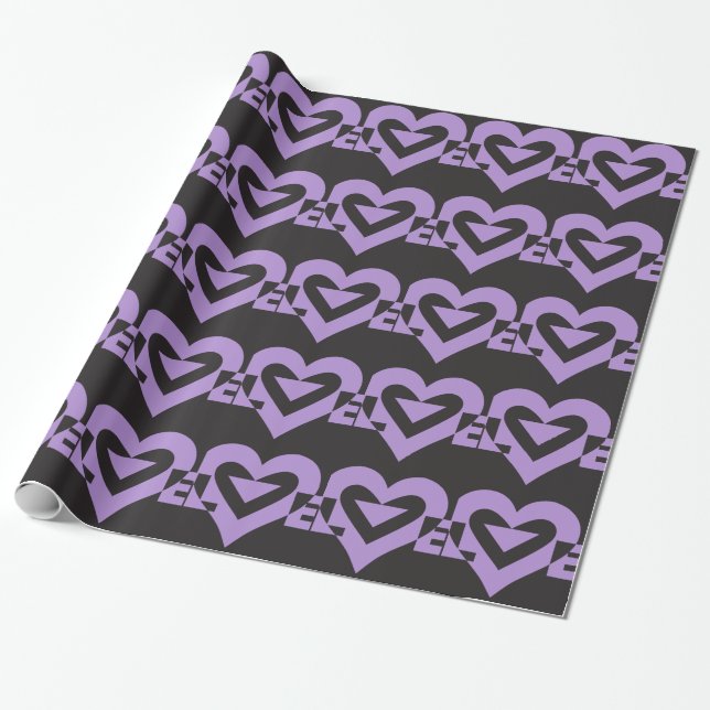 Papel De Presente Roxo do Amor a Preto (Desenrolado)