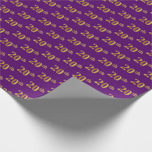 Papel De Presente Roxo, Dourado Falso 20º (Vigésimo) Evento