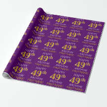 Roxo, Dourado "FELIZ 49 ANOS"