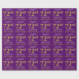 Papel De Presente Roxo, Dourado "FELIZ 72º ANIVERSÁRIO"