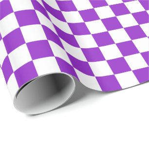 Papel De Presente Roxo e branco verificados