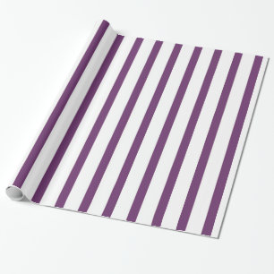Papel De Presente Roxo e Listras Brancas Decorativas
