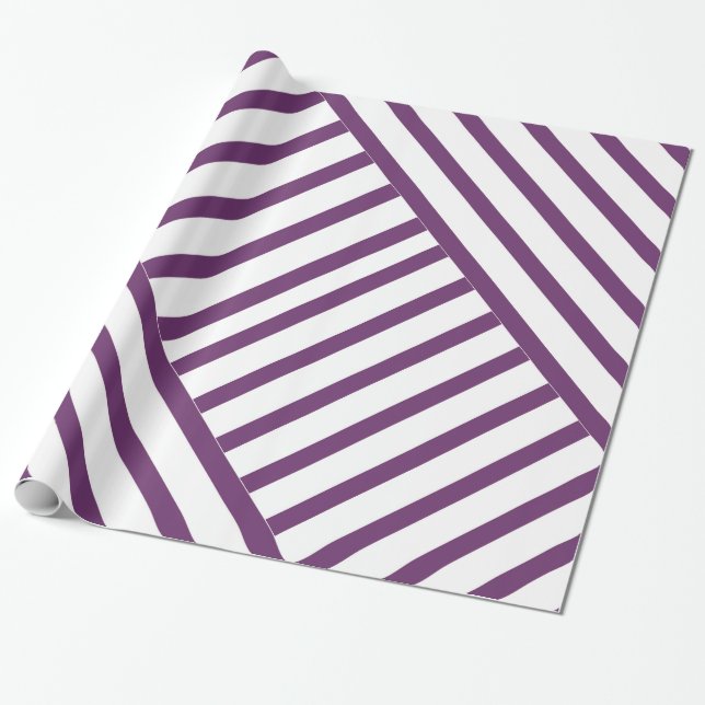 Papel De Presente Roxo e Listras Brancas Decorativas (Desenrolado)