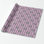 Papel De Presente Roxo e Preto Padrão de Coroa Vintage<br><div class="desc">Papel de embrulho com tema parisiense vintage roxo escuro e preto com coroas e listras.</div>