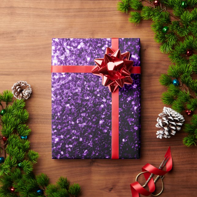 Papel De Presente Roxo escuro falso brilho glitter faíscas (Presente de Natal)