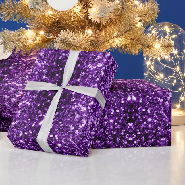 Papel De Presente Roxo escuro falso brilho glitter faíscas (Feriados)