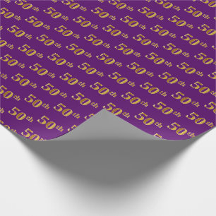 Papel De Presente Roxo, evento do ouro 50th do falso (Fiftieth)
