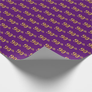 Papel De Presente Roxo, evento (Ninetieth) Dourado do 90 do falso