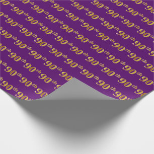 Papel De Presente Roxo, evento (Ninetieth) Dourado do 90 do falso
