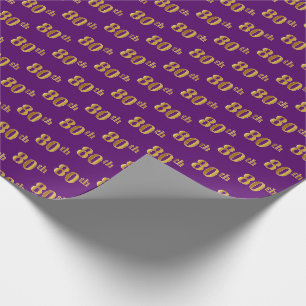 Papel De Presente Roxo, evento (octogésimo) Dourado do 80 do falso