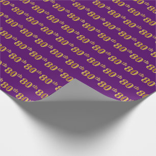 Papel De Presente Roxo, evento (octogésimo) Dourado do 80 do falso