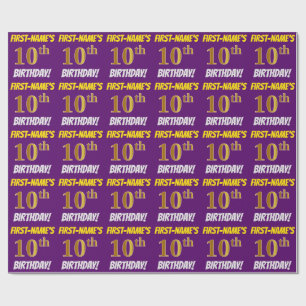 Papel De Presente Roxo, falso/ouro de imitação, "10o ANIVERSÁRIO