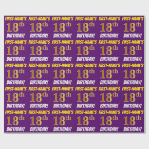 Papel De Presente Roxo, falso/ouro de imitação, "18o ANIVERSÁRIO 