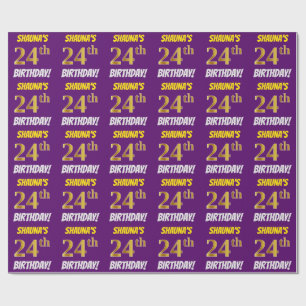 Papel De Presente Roxo, falso/ouro de imitação, "24o ANIVERSÁRIO 