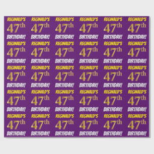 Papel De Presente Roxo, falso/ouro de imitação, "47th ANIVERSÁRIO
