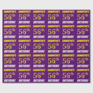 Papel De Presente Roxo, falso/ouro de imitação, "56th ANIVERSÁRIO