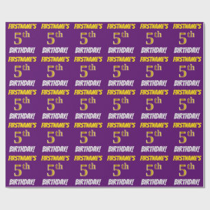 Papel De Presente Roxo, falso/ouro de imitação, "5o ANIVERSÁRIO "