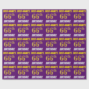 Papel De Presente Roxo, falso/ouro de imitação, "66th ANIVERSÁRIO