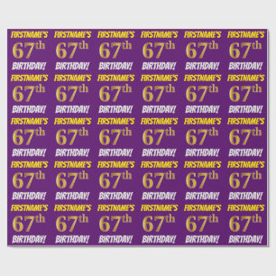 Papel De Presente Roxo, falso/ouro de imitação, "67th ANIVERSÁRIO