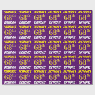 Papel De Presente Roxo, falso/ouro de imitação, "68th ANIVERSÁRIO