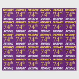Papel De Presente Roxo, falso/ouro de imitação, "74th ANIVERSÁRIO