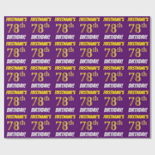 Papel De Presente Roxo, falso/ouro de imitação, "78th ANIVERSÁRIO