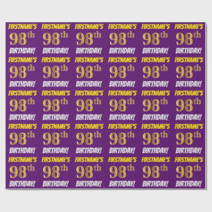Papel De Presente Roxo, falso/ouro de imitação, "98th ANIVERSÁRIO