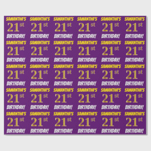Papel De Presente Roxo, falso/ouro de imitação, "aniversário de 2