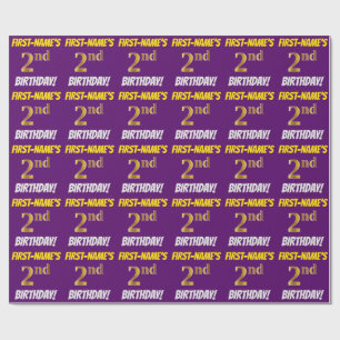 Papel De Presente Roxo, falso/ouro de imitação, "segundo aniversá