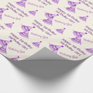 Papel De Presente Roxo Feliz Aniversário Rapariga - ou Nome - Chap