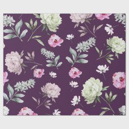 Papel De Presente Roxo Floral