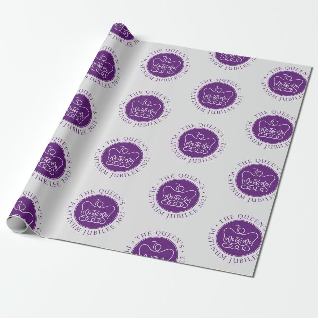 Papel De Presente Roxo HM Queen Platinum Jubilee (Desenrolado)
