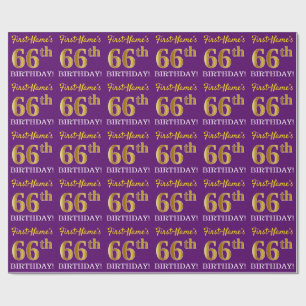 Papel De Presente Roxo, Imitação Dourada, "66º ANIVERSÁRIO"